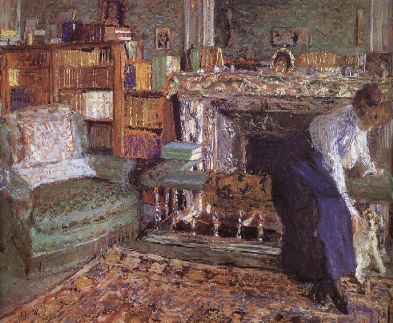 Edouard Vuillard Margaret playing with her puppy oil painting image